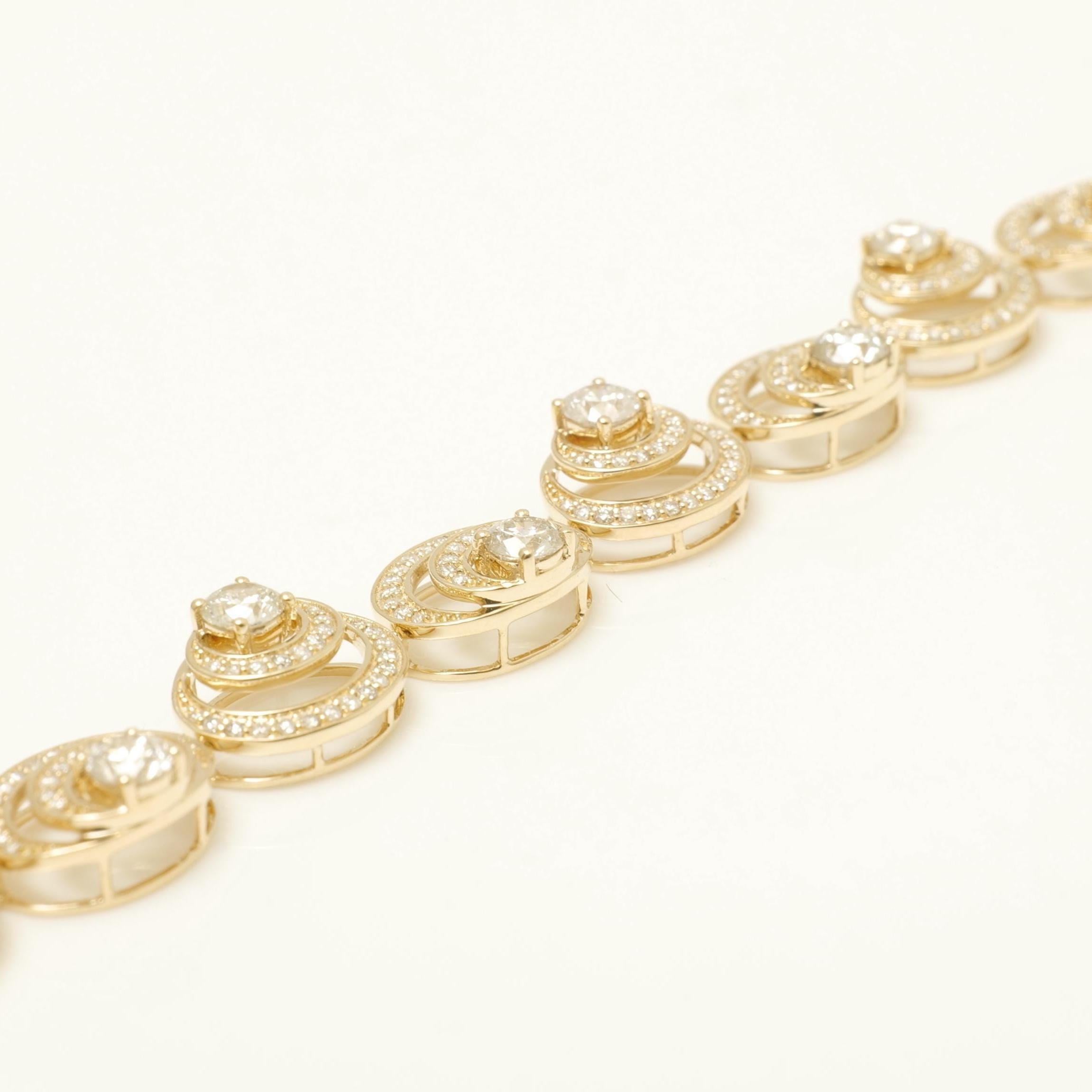 Spiralförmiges Diamant-Tennisarmband aus 14k massivem Gold (zertifiziert) Damen im Angebot