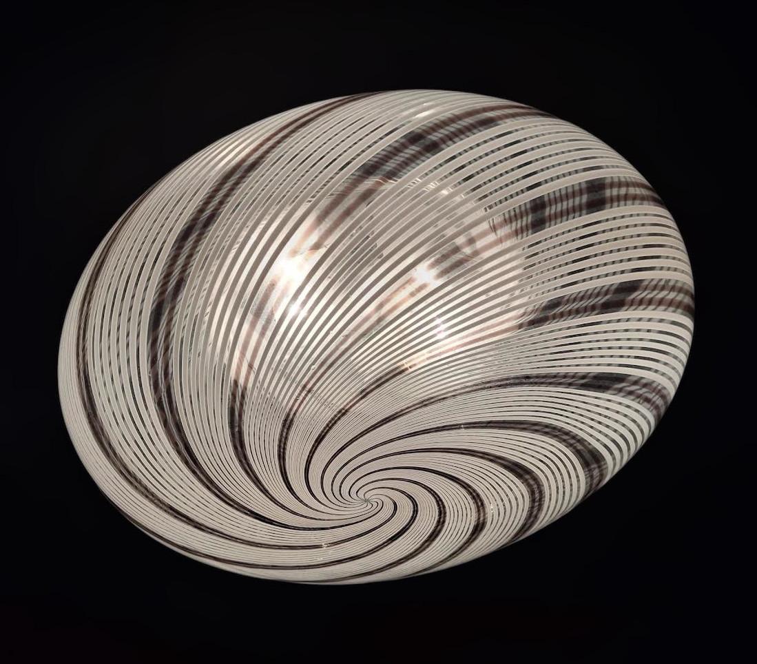 Blown Glass Spiral Flush Mount by Venini For Sale