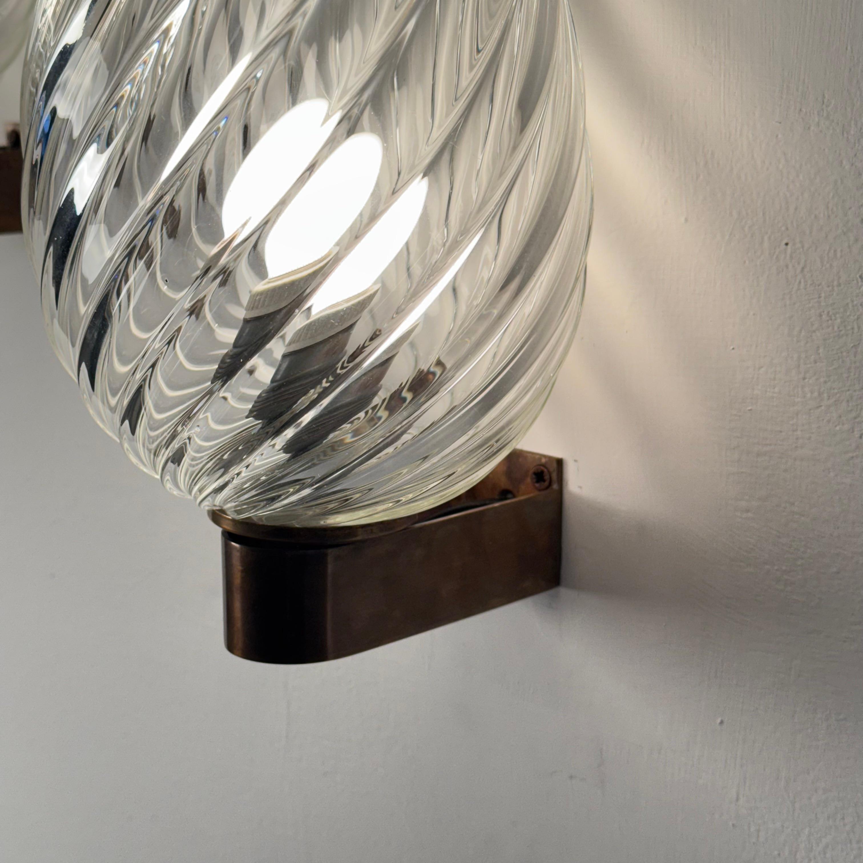 Apliques de cristal en espiral de Ercole Barovier para Barovier & Toso, set de 3, años 40 en venta 2