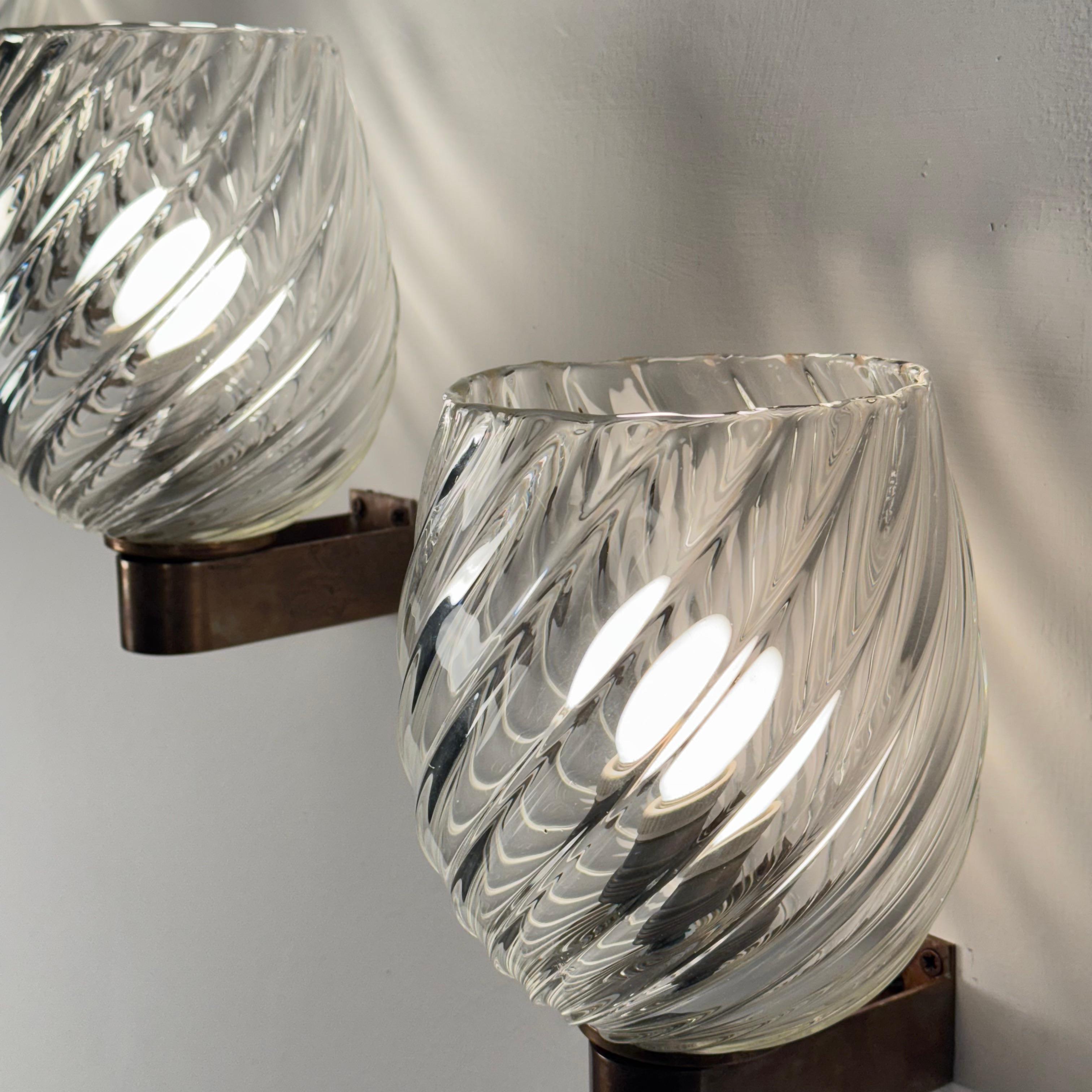 Apliques de cristal en espiral de Ercole Barovier para Barovier & Toso, set de 3, años 40 en venta 9