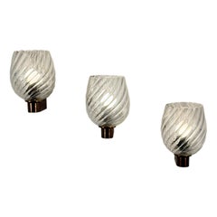 Spiral-Glass Wall Sconces by Ercole Barovier for Barovier 
Toso, Set of 3, 40s