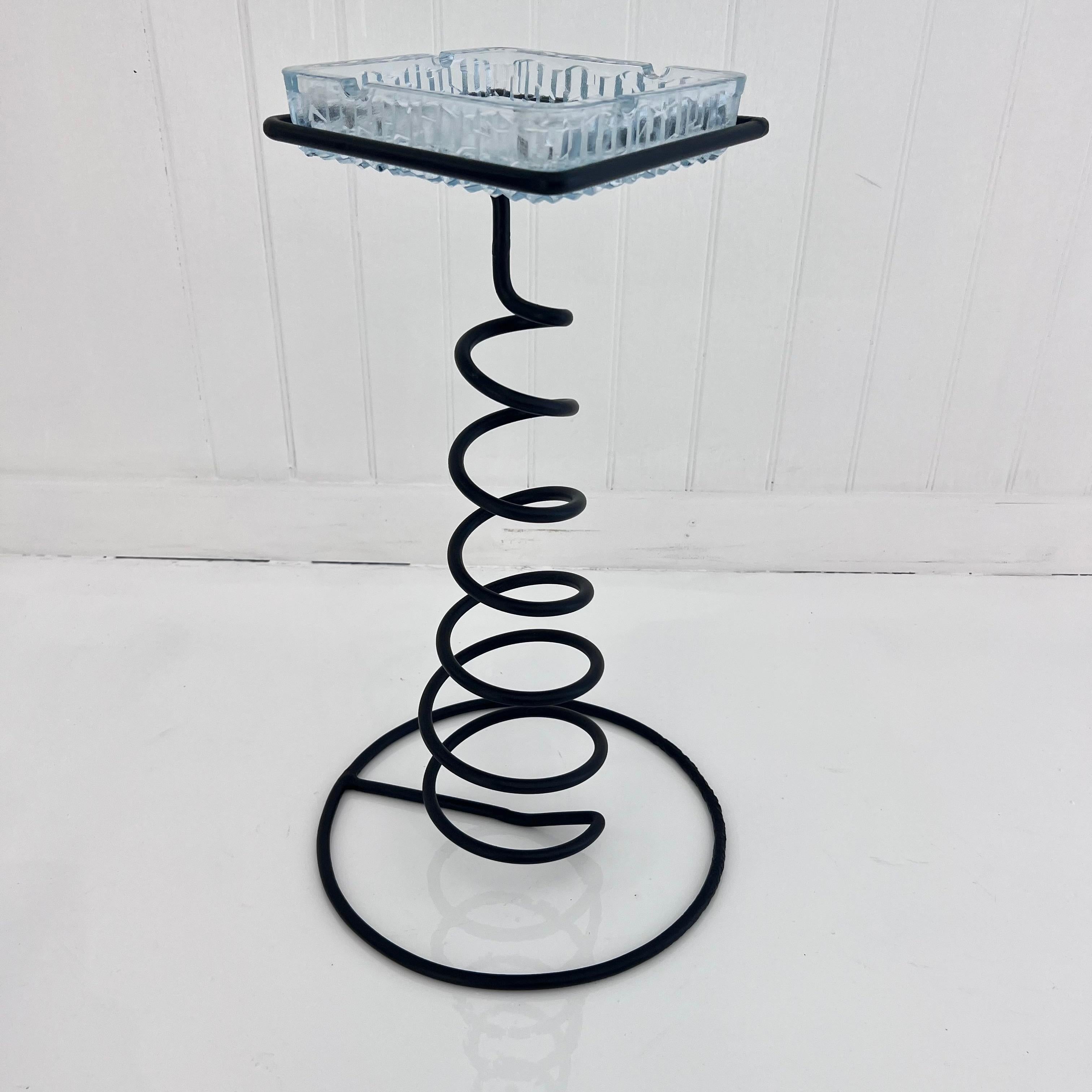 Spiral Iron and Glass Standing Catchall, 1960s France For Sale 1