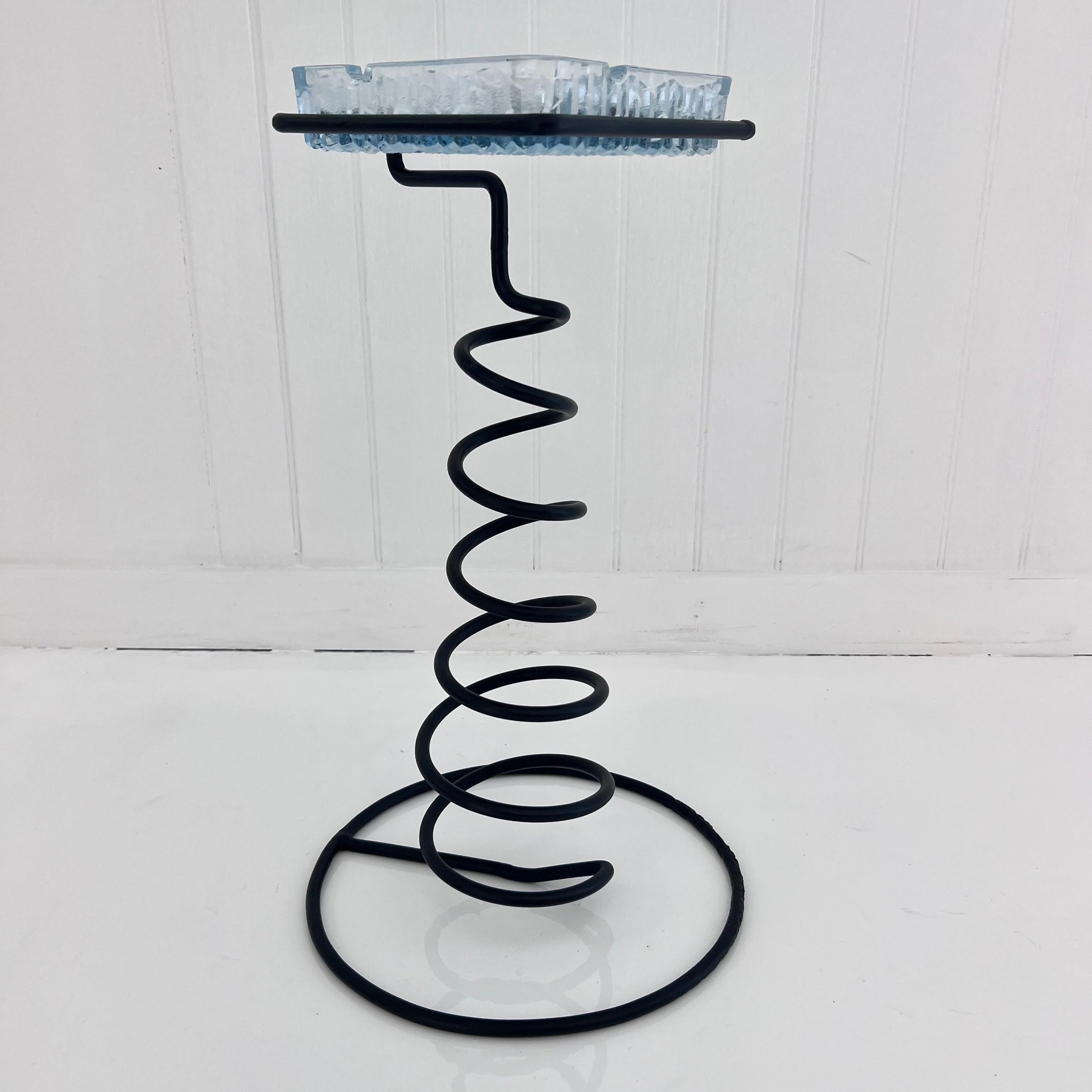 Spiral Iron and Glass Standing Catchall, 1960s France For Sale 2