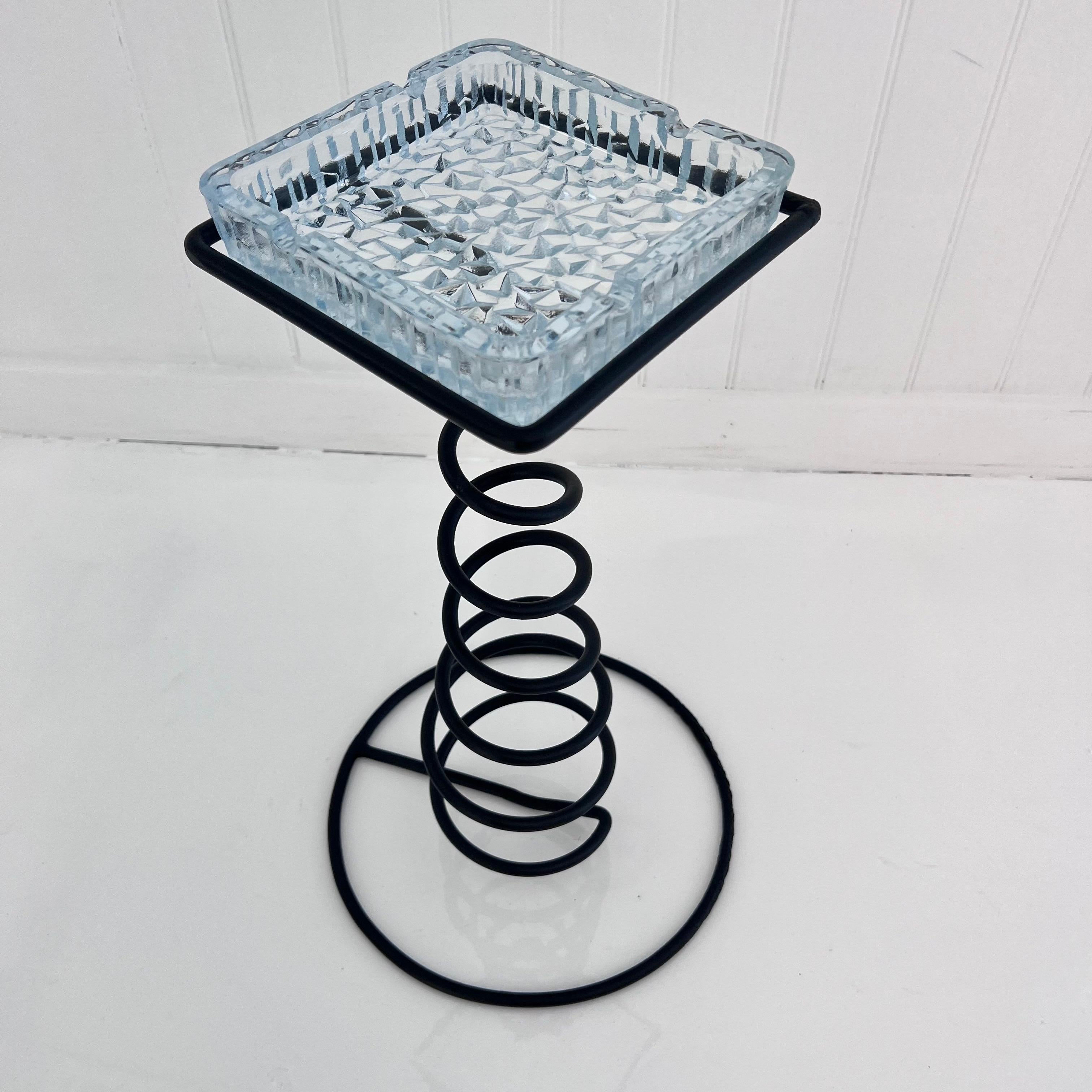 Spiral Iron and Glass Standing Catchall, 1960s France For Sale 3