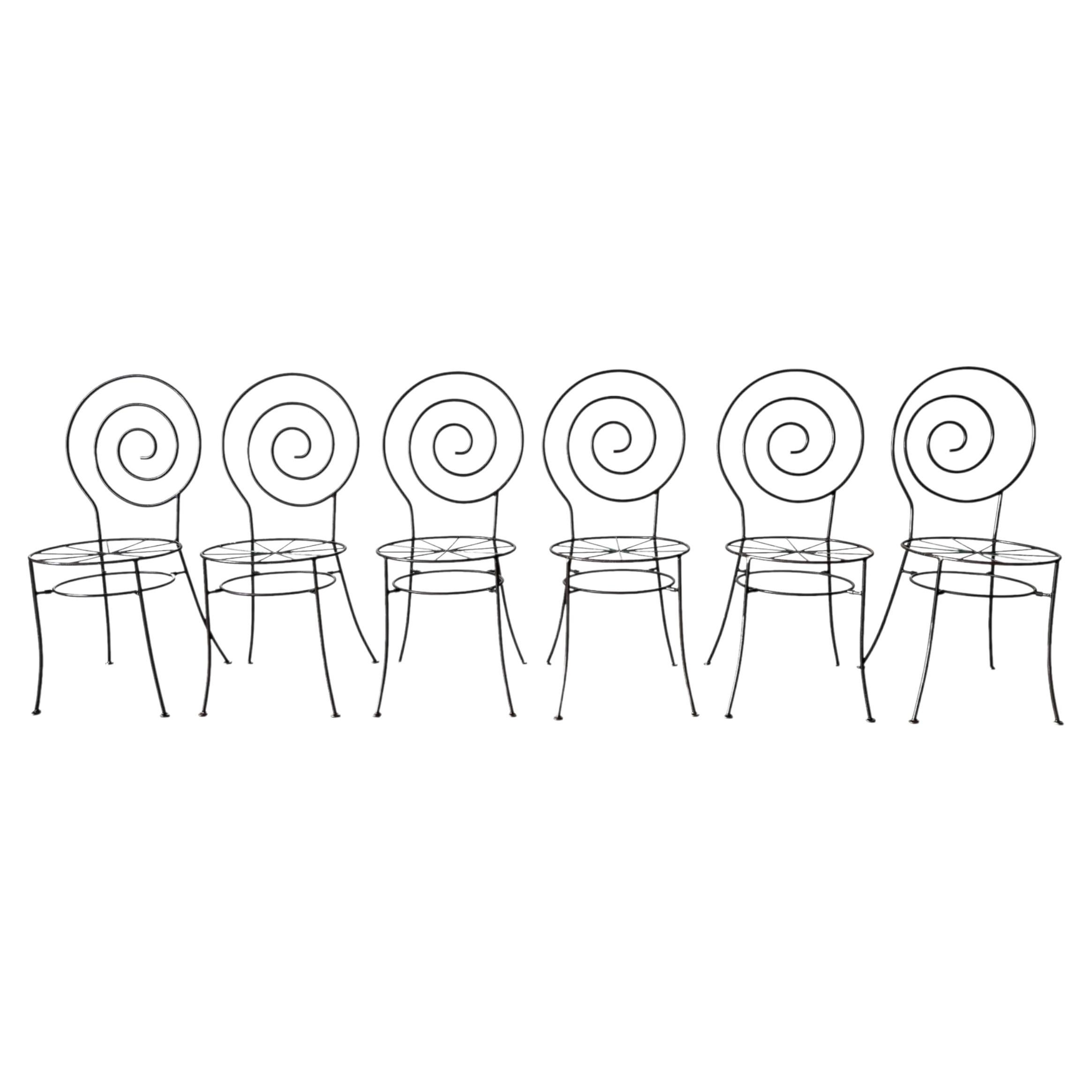 Spiral Iron Chairs, Style of Luigi Serafini for Sawaya & Moroni, 1980s, Set of 6 For Sale