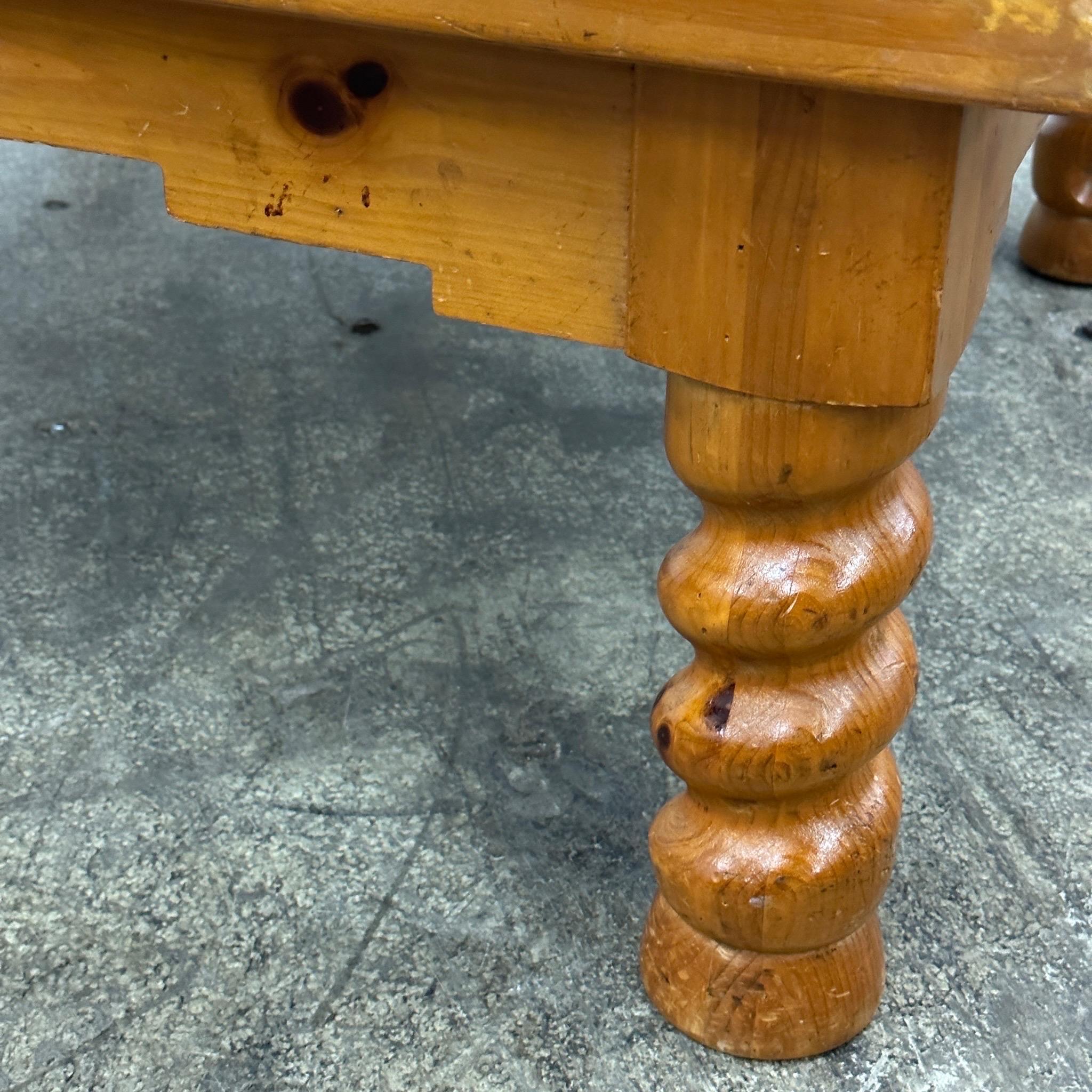 Wood Spiral Leg Folk Art Coffee Table by Lane For Sale