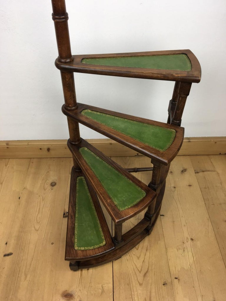 Spiral Library Step, Green Leather Steps, 1950s at 1stDibs | spiral ...