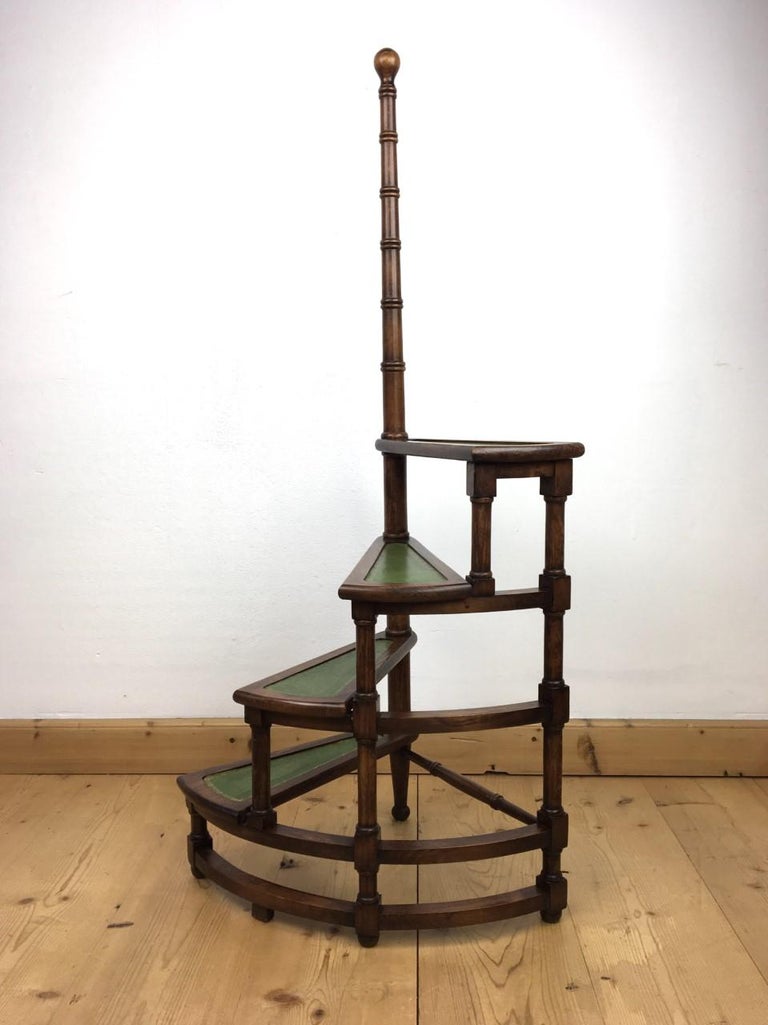 Spiral Library Step, Green Leather Steps, 1950s at 1stDibs | spiral ...