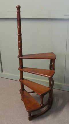 Spiral Library Steps with Tall Turned Support A good set of Library Steps