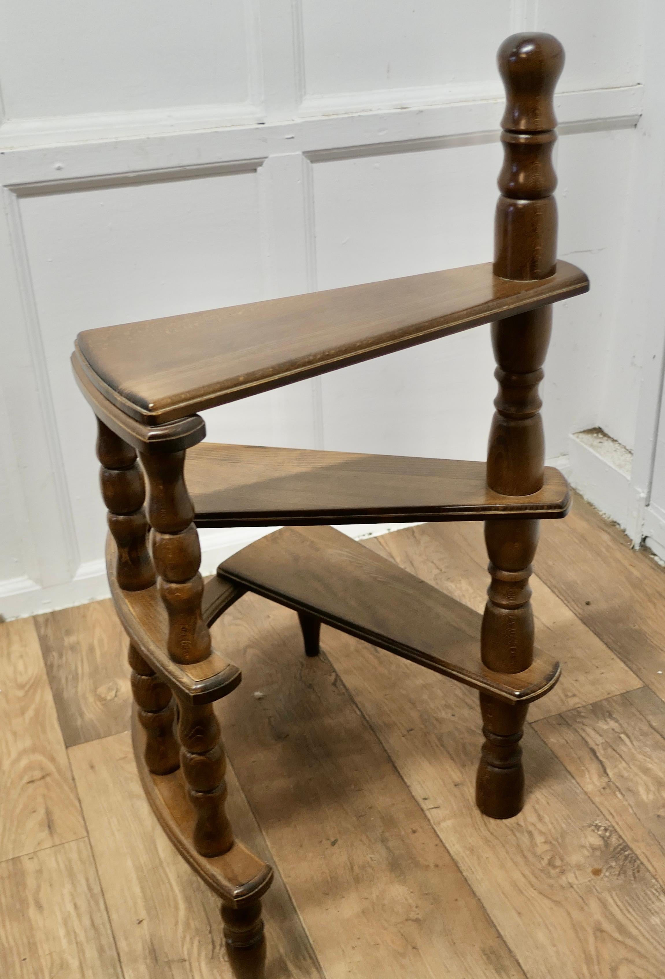 Adam Style Spiral Library Steps with Turned Supports    For Sale