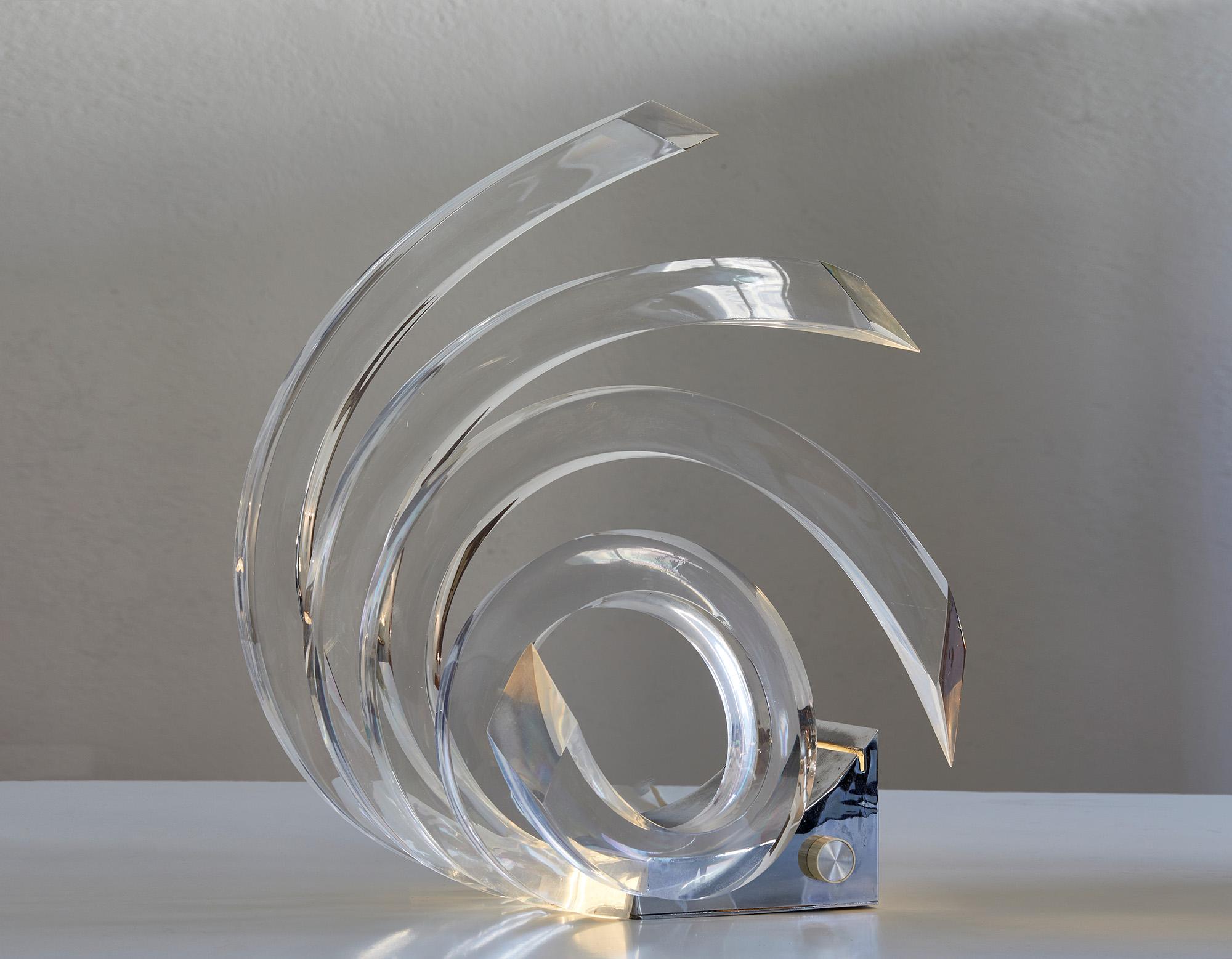 Spiral-Tischlampe aus Lucite und verchromtem Metall von Gaetano Missaglia, Italien 1968 im Angebot 3