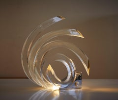 Spiral lucite and chromed metal table lamp by Gaetano Missaglia, Italy 1968