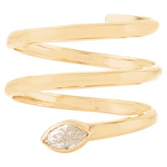 Spiral Marquise Diamond Snake Wrap Ring in 14K Yellow Gold Bezel Set