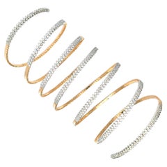 Spiral Marquise Motif Diamond Bangle in 18K White and Rose Gold