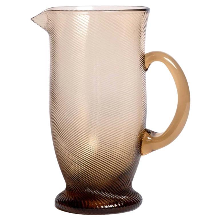 Spiral Mouth Blown Jug Chic Pitcher Chestnut Brown designed by Louise Roe For Sale