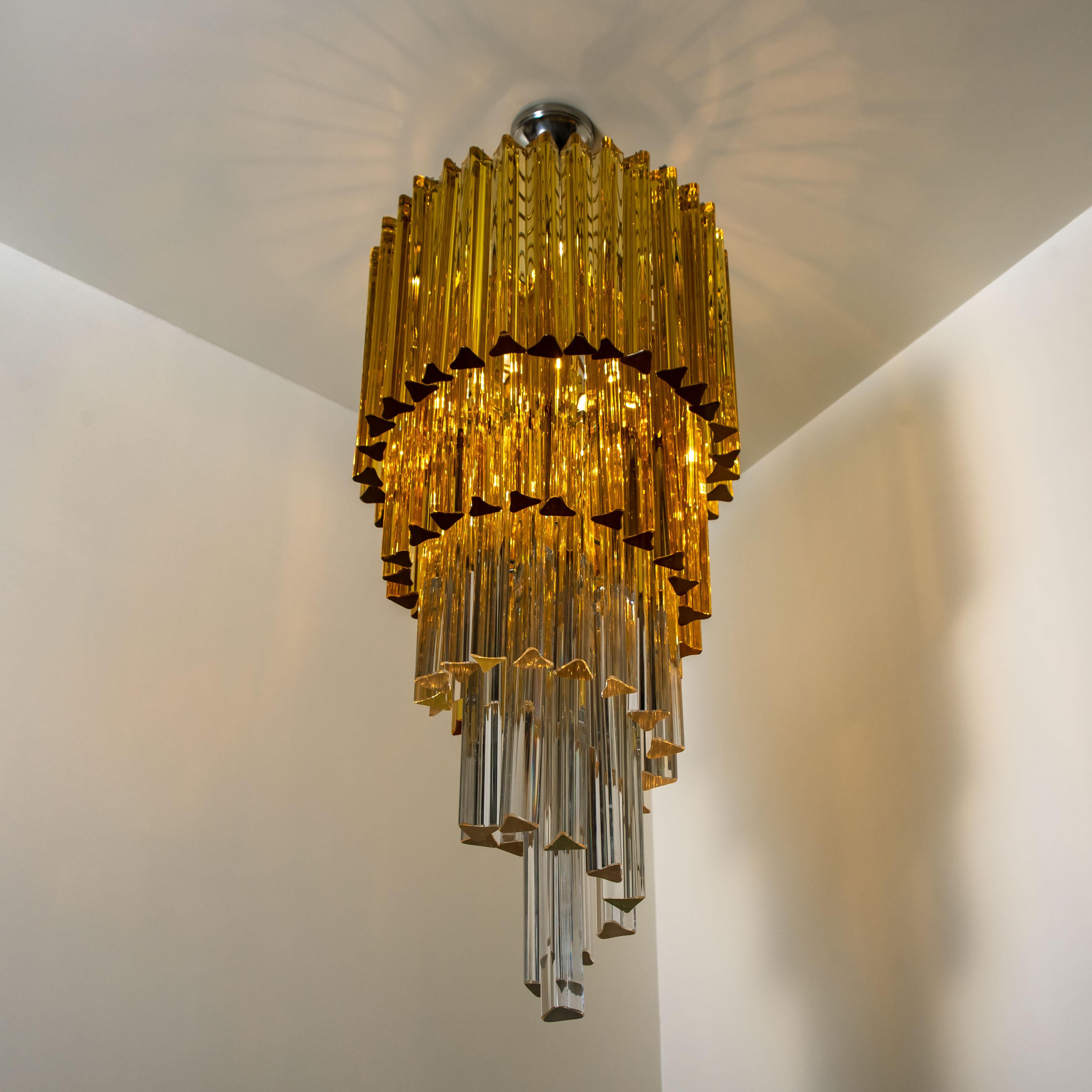 Spiral Murano Glass Chandelier by Venini For Sale 3