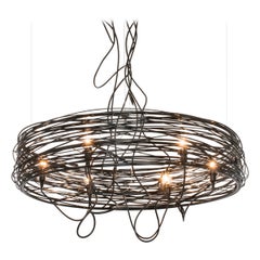Lampadario Spiral Nest, Acciaio filato a mano