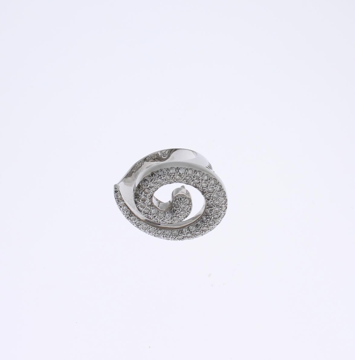 Spirale Pavé Diamant 18K Weißgold Ring (Brillantschliff) im Angebot