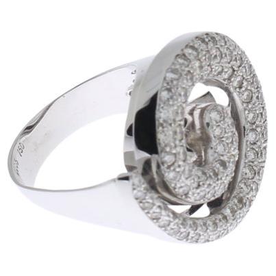 Spiral Pavé Diamond 18K White Gold Ring For Sale