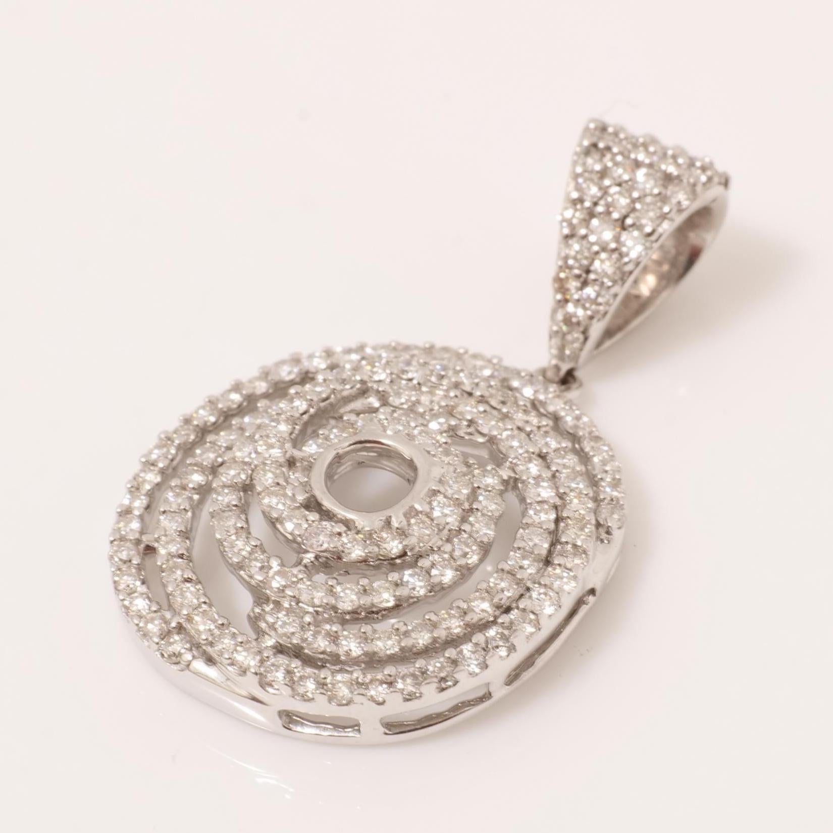 Collier à pendentif pavé en spirale en or massif 14k (certifié) Neuf - En vente à New Delhi, DL
