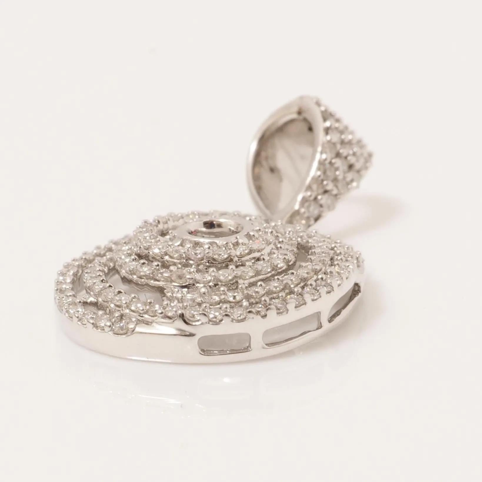 Collier à pendentif pavé en spirale en or massif 14k (certifié) en vente 2