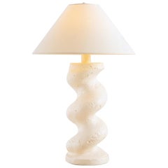 Vintage Spiral Plaster Table Lamp in the Style of Michael Taylor