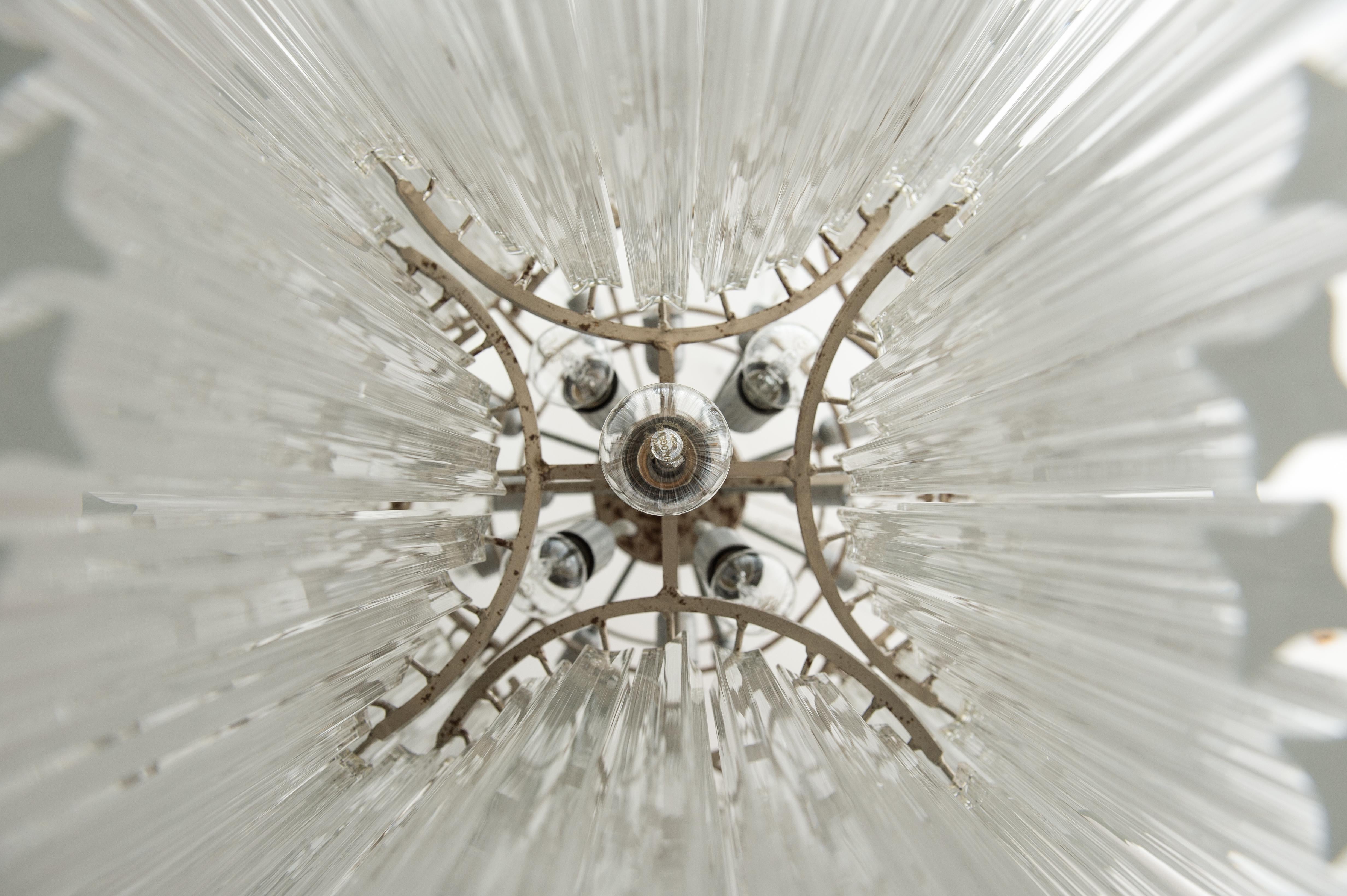 Spiral Quadriedrons Chandelier in Clear Murano Glass Giovanni Dalla Fina Italy  For Sale 3