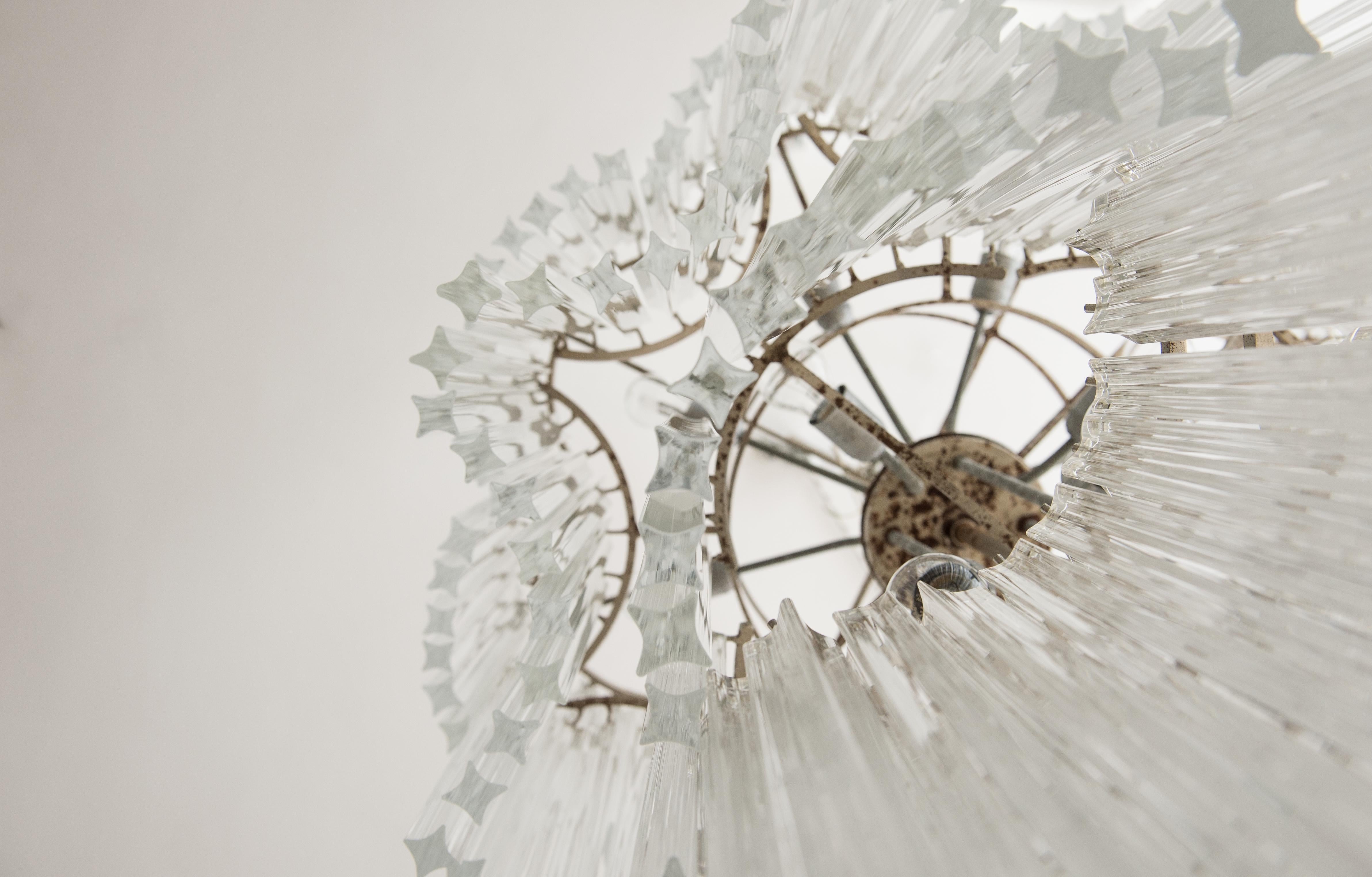 Spiral Quadriedrons Chandelier in Clear Murano Glass Giovanni Dalla Fina Italy  For Sale 4