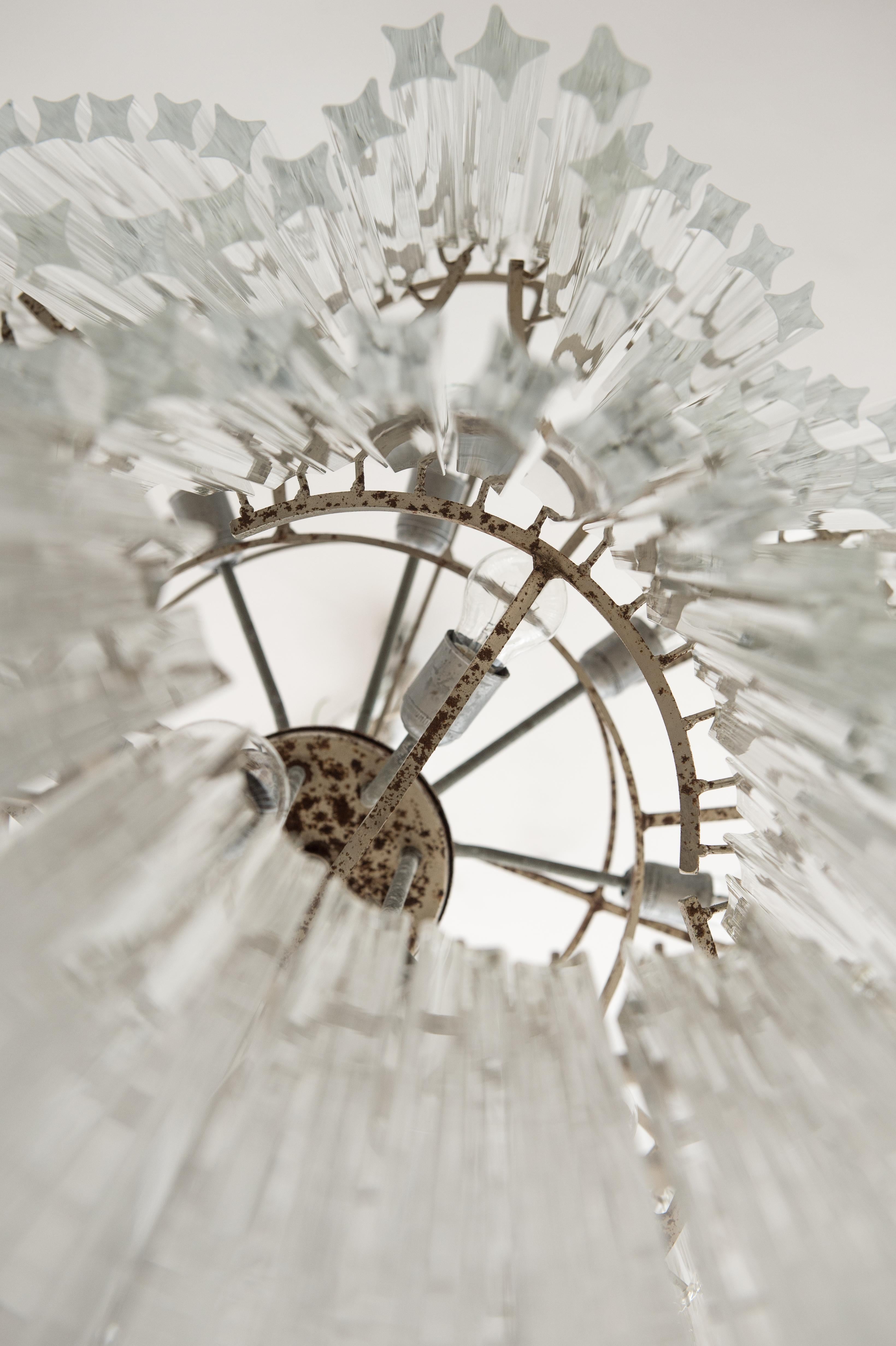 Spiral Quadriedrons Chandelier in Clear Murano Glass Giovanni Dalla Fina Italy  For Sale 5