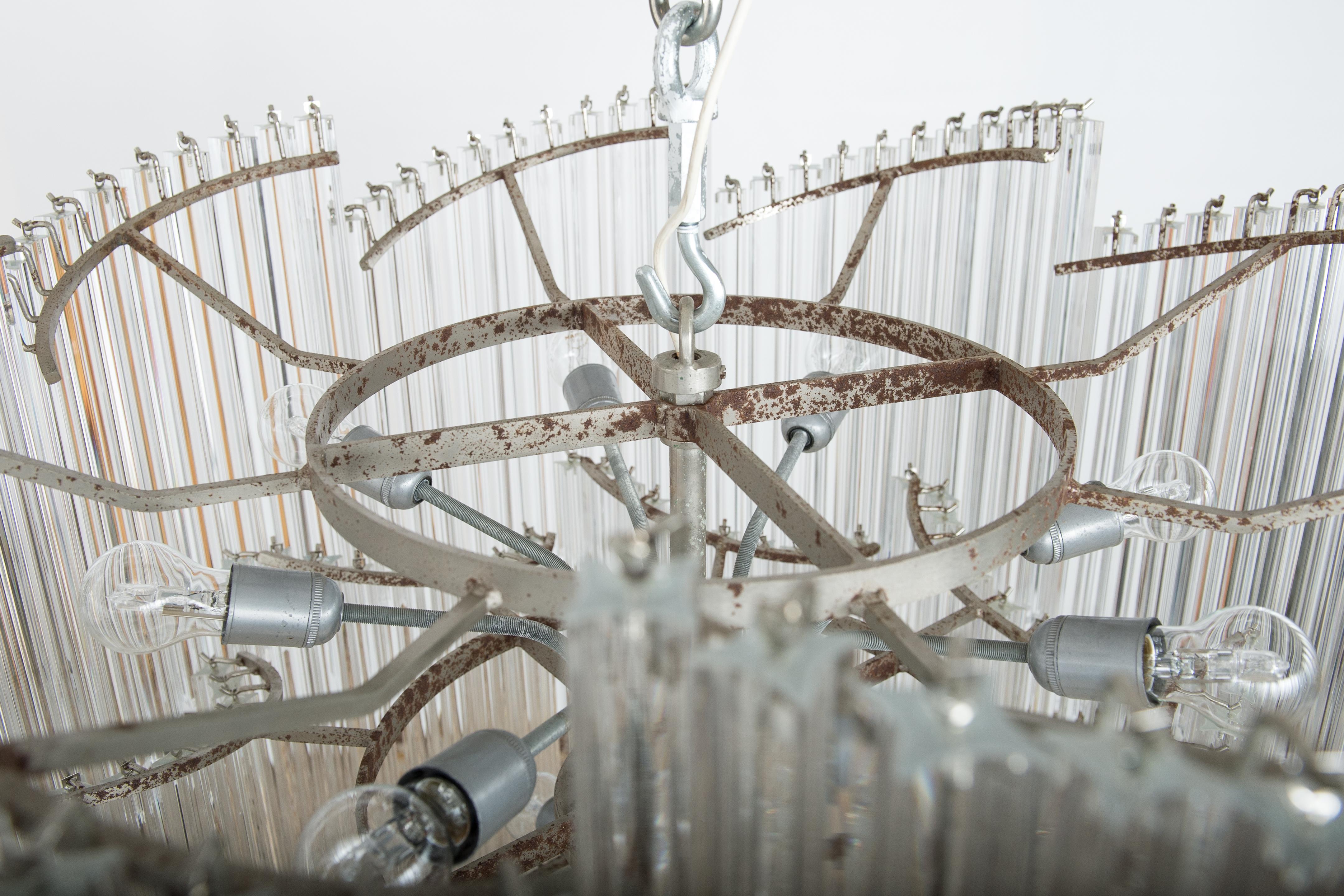 Spiral Quadriedrons Chandelier in Clear Murano Glass Giovanni Dalla Fina Italy  For Sale 8