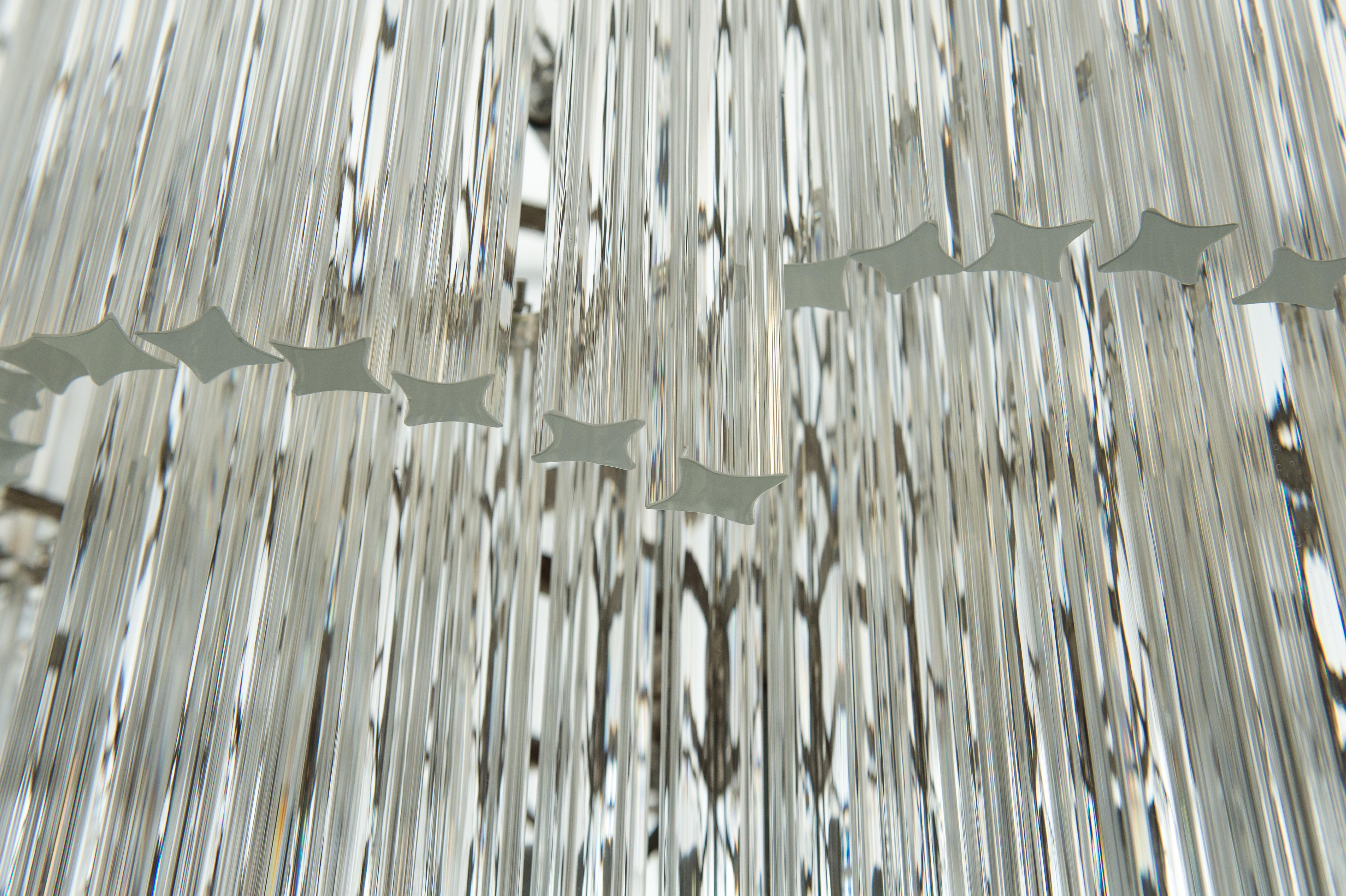 Spiral Quadriedrons Chandelier in Clear Murano Glass Giovanni Dalla Fina Italy  For Sale 1