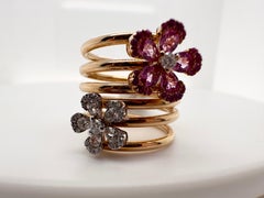 Spiral sapphire & diamond cocktail ring 18KT gold