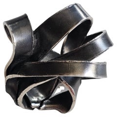 Alina Alamorean Spiral Sculptural Contemporary Dome Ring Black Silver