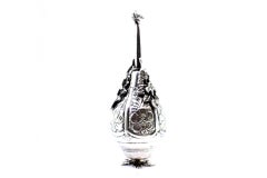 Spiral silver rose water holder with raised acanthus leaves and a branched base