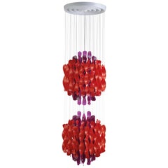 Lampe à suspension en spirale SP2 violette et rouge de Verner Panton