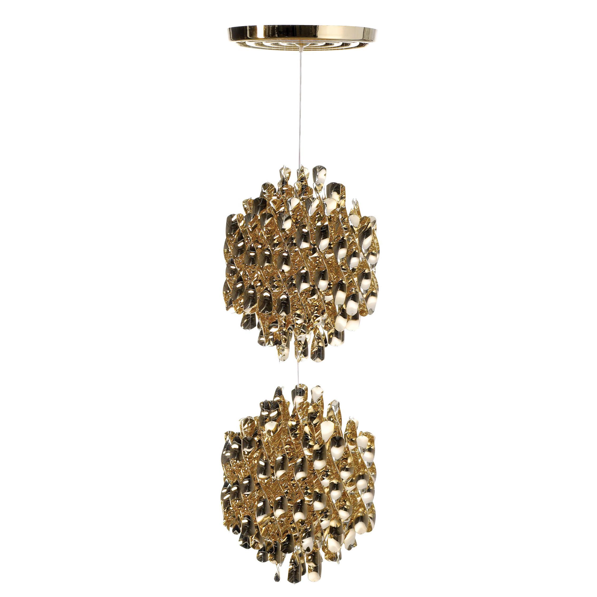 Lámpara colgante Spiral SP2 con acabado dorado de Verner Panton