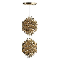Lámpara colgante Spiral SP2 con acabado dorado de Verner Panton