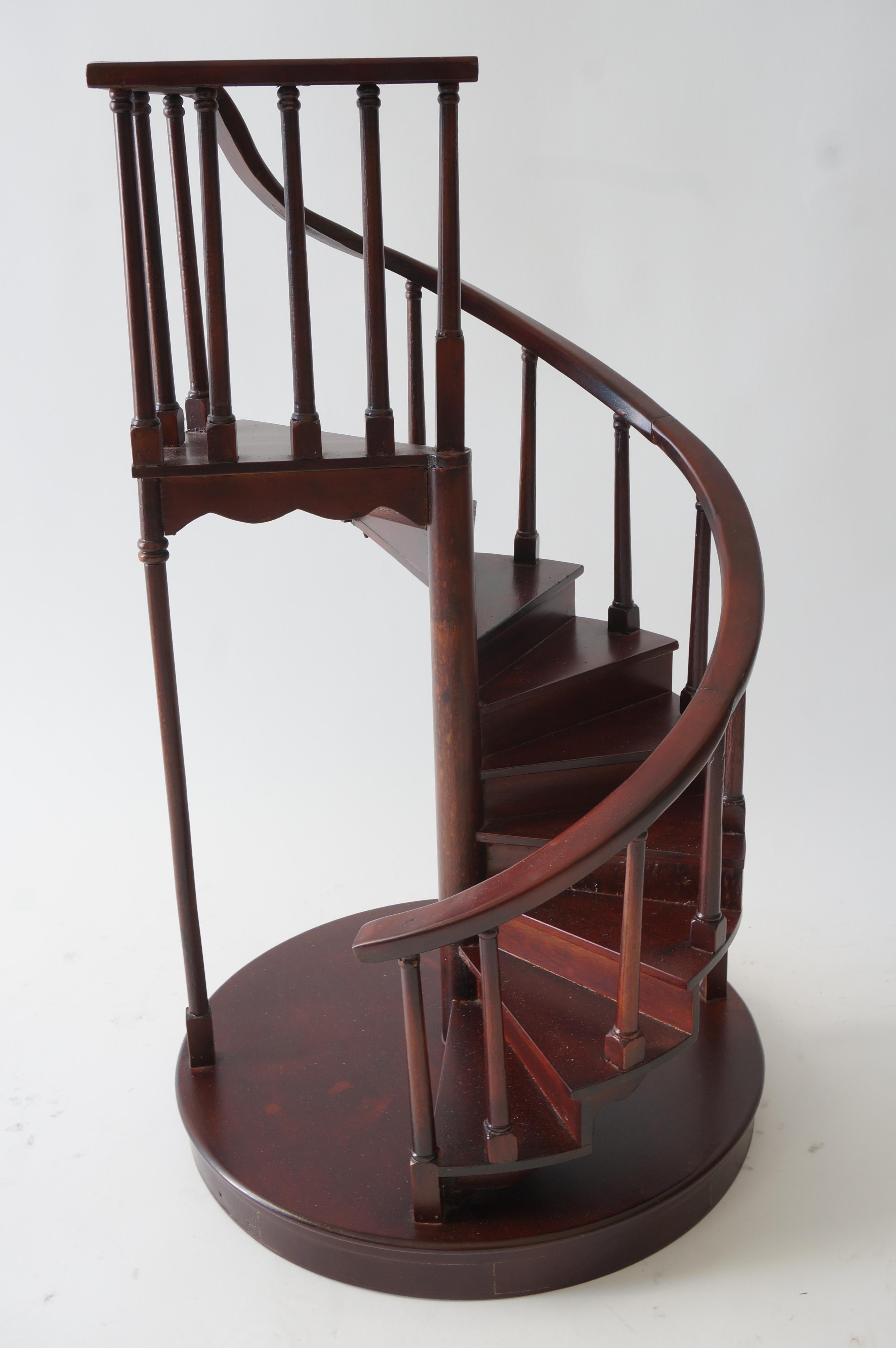Organic Modern Spiral Staircase Architectural Model in Mahogany