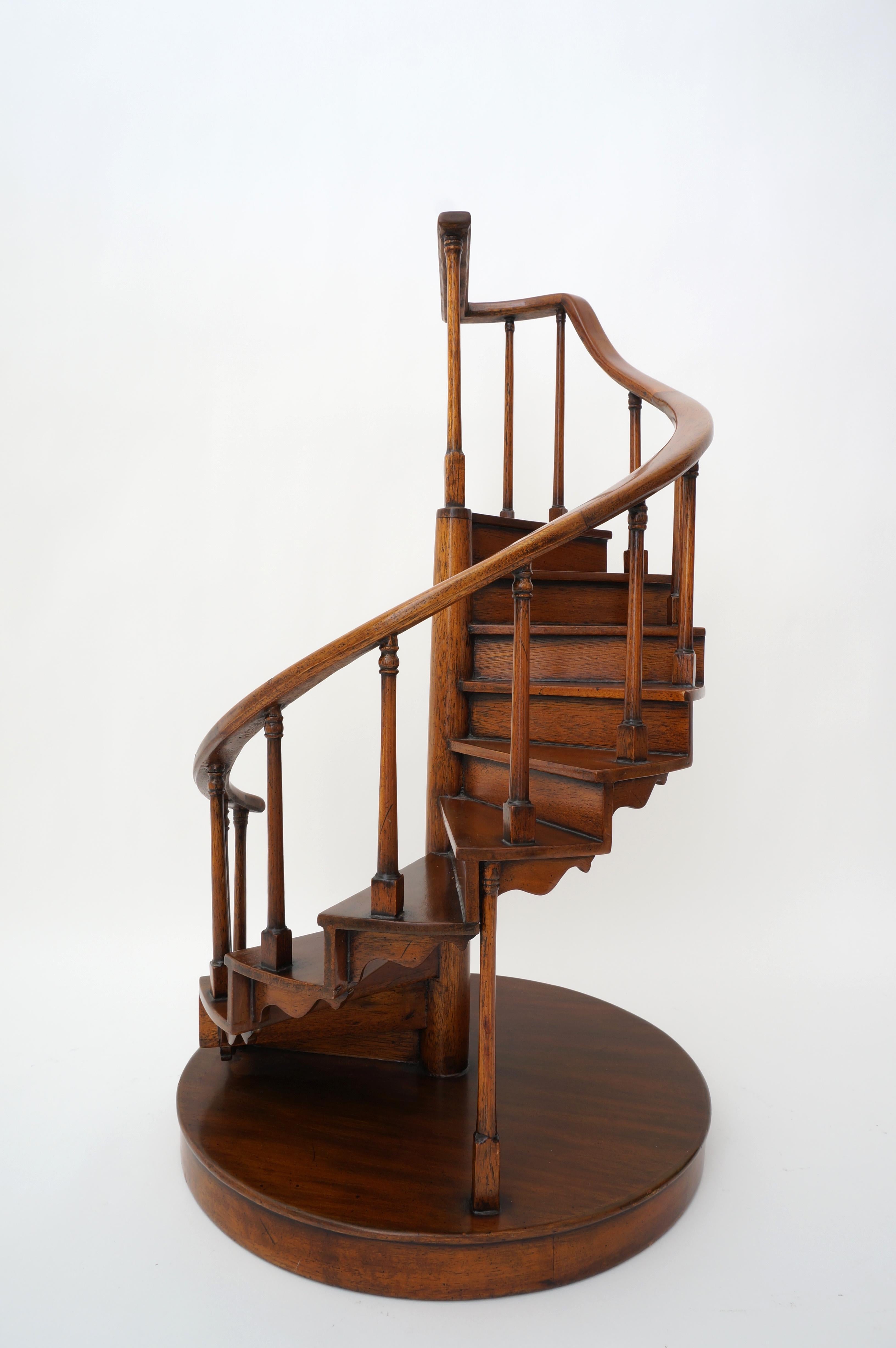 Hand-Crafted Spiral Staircase Architectural Model in Mahogany
