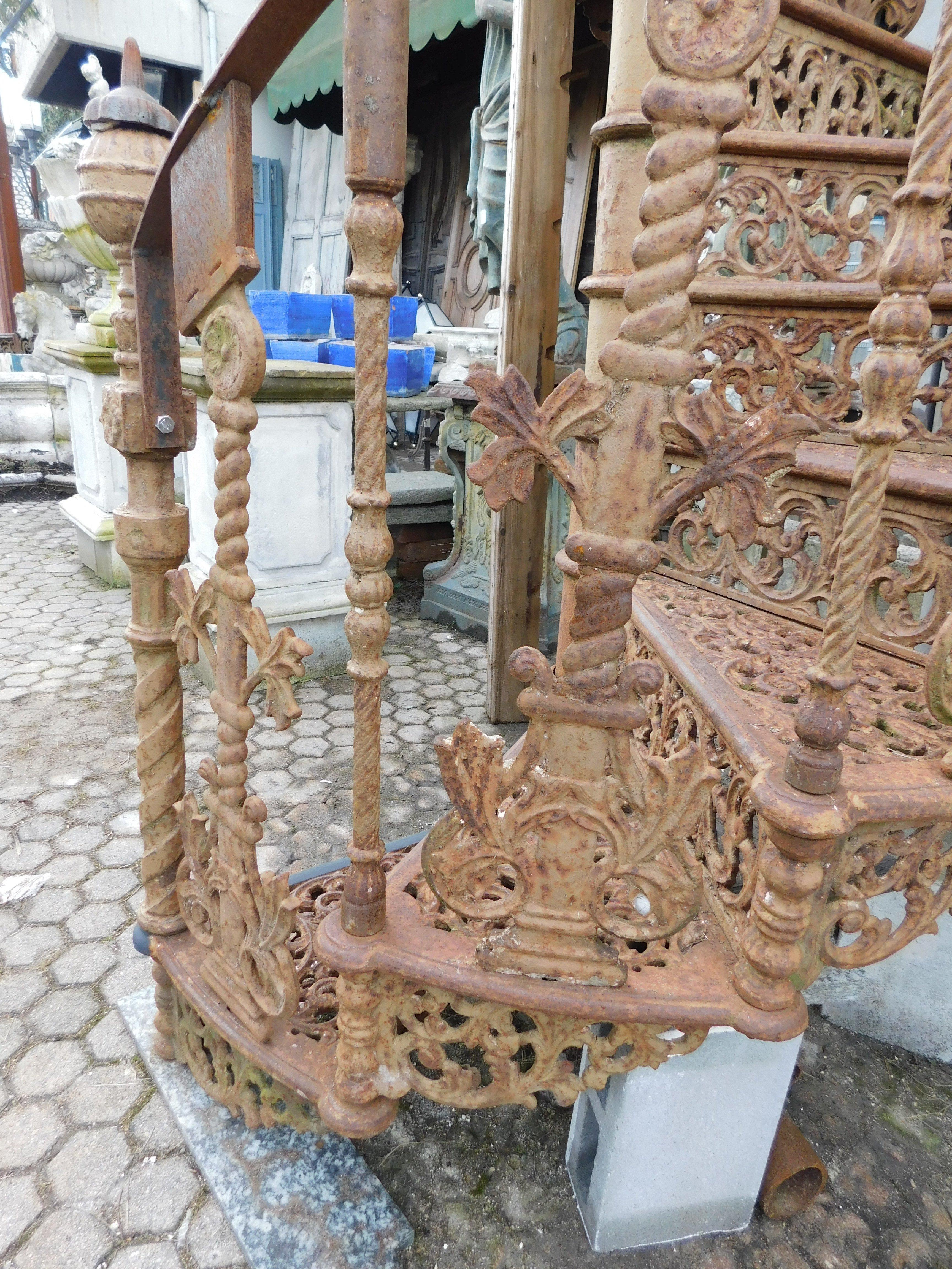 Spiral staircase in perforated cast iron, Italy For Sale 3