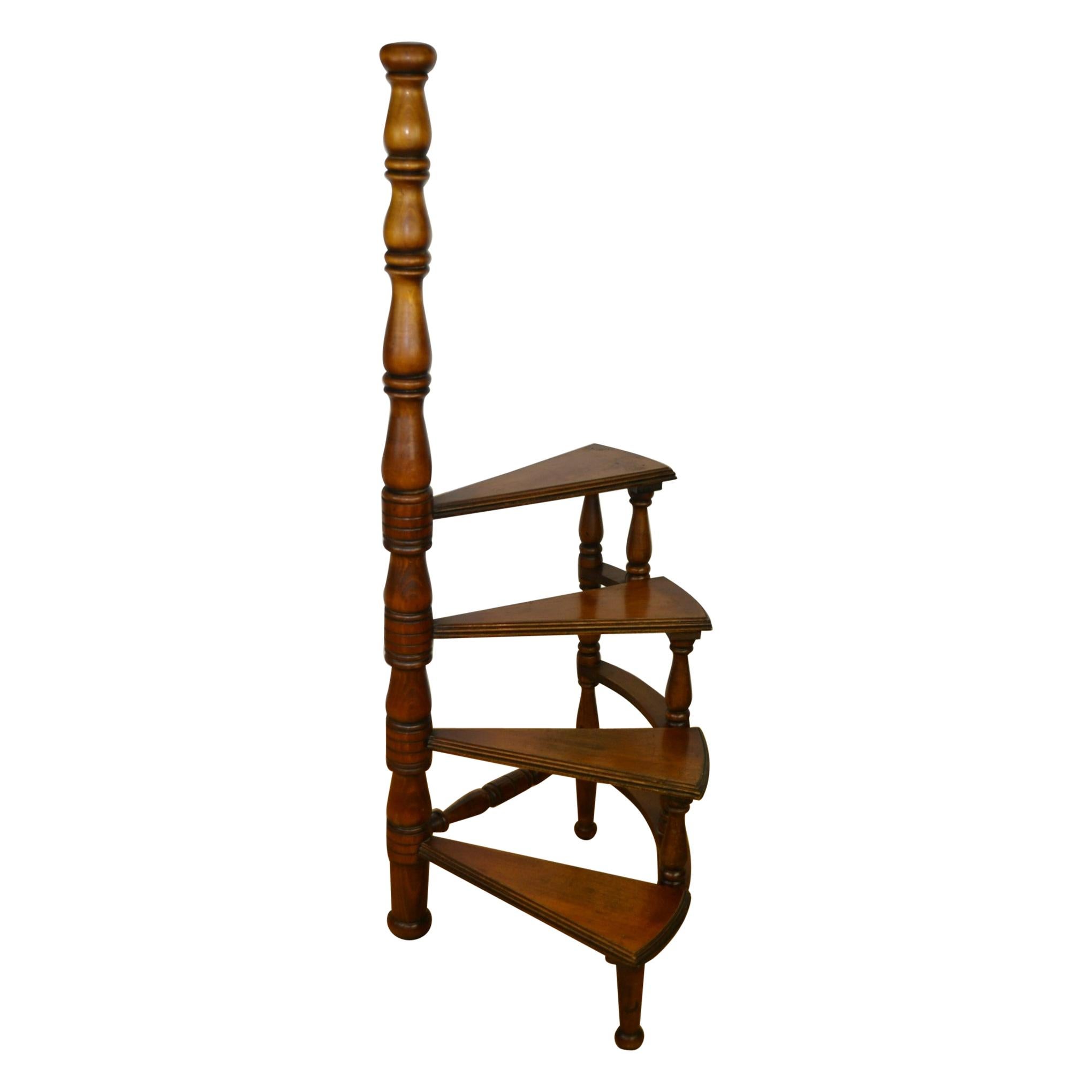 Antique American Oak Library Ladder For Sale at 1stDibs