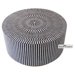 Spiral Stripe Black & White Bone Inlay Coffee Table by House of Jaipur