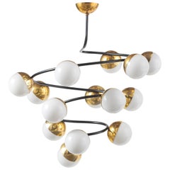 Spiral Suspension Chandelier,  Attributed to Stilnovo