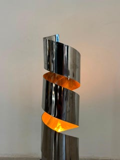 Spiral Table Lamp, Chrome Steel, Italy, 1970s