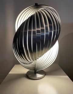 Spiral Table Lamp, Henri Mathieu, France 1970, Steel, Space Age Mid-Century Vtg