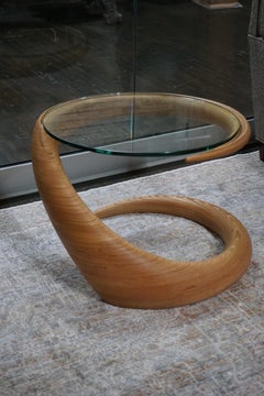 Spiral Table with Glass Top Benchmade by Hawaiian Furniture Maker Rock Cross