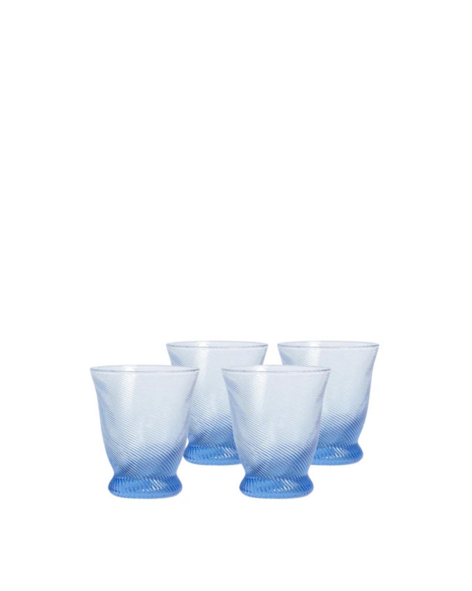 Our Spiral tumblers are handmade and delicate; a beautiful addition to your bar cart. Available in Peony Pink, Light Blue and Chestnut Brown, along with matching wine glasses and jugs. 