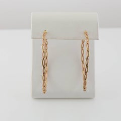 Spiral Woven Braided 14 Karat Rose Gold Hoop Earrings
