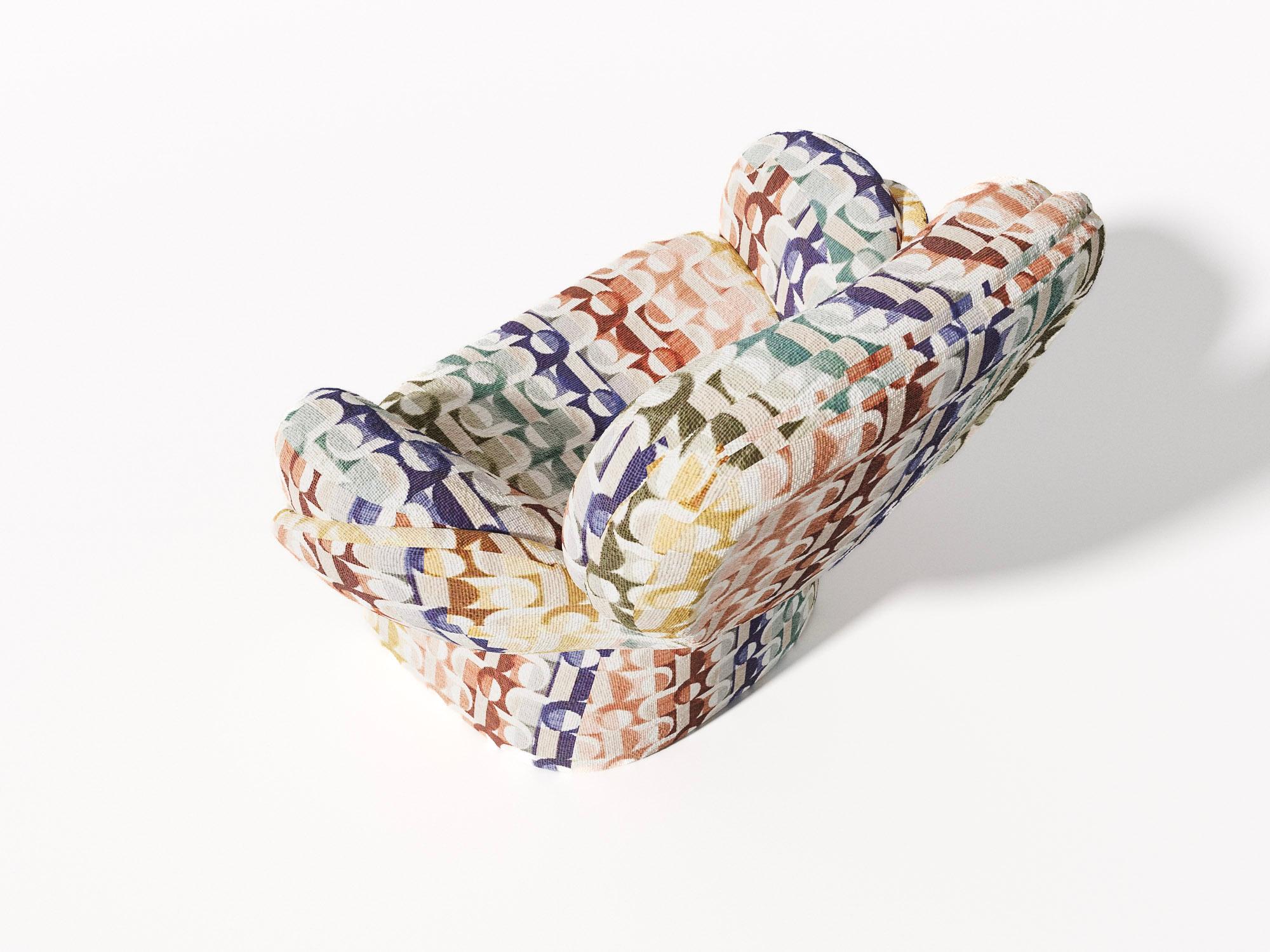 Moroccan Spirale Chair in 'Abondance' Fabric Upholstery by Alexandre Ligios, Organic For Sale
