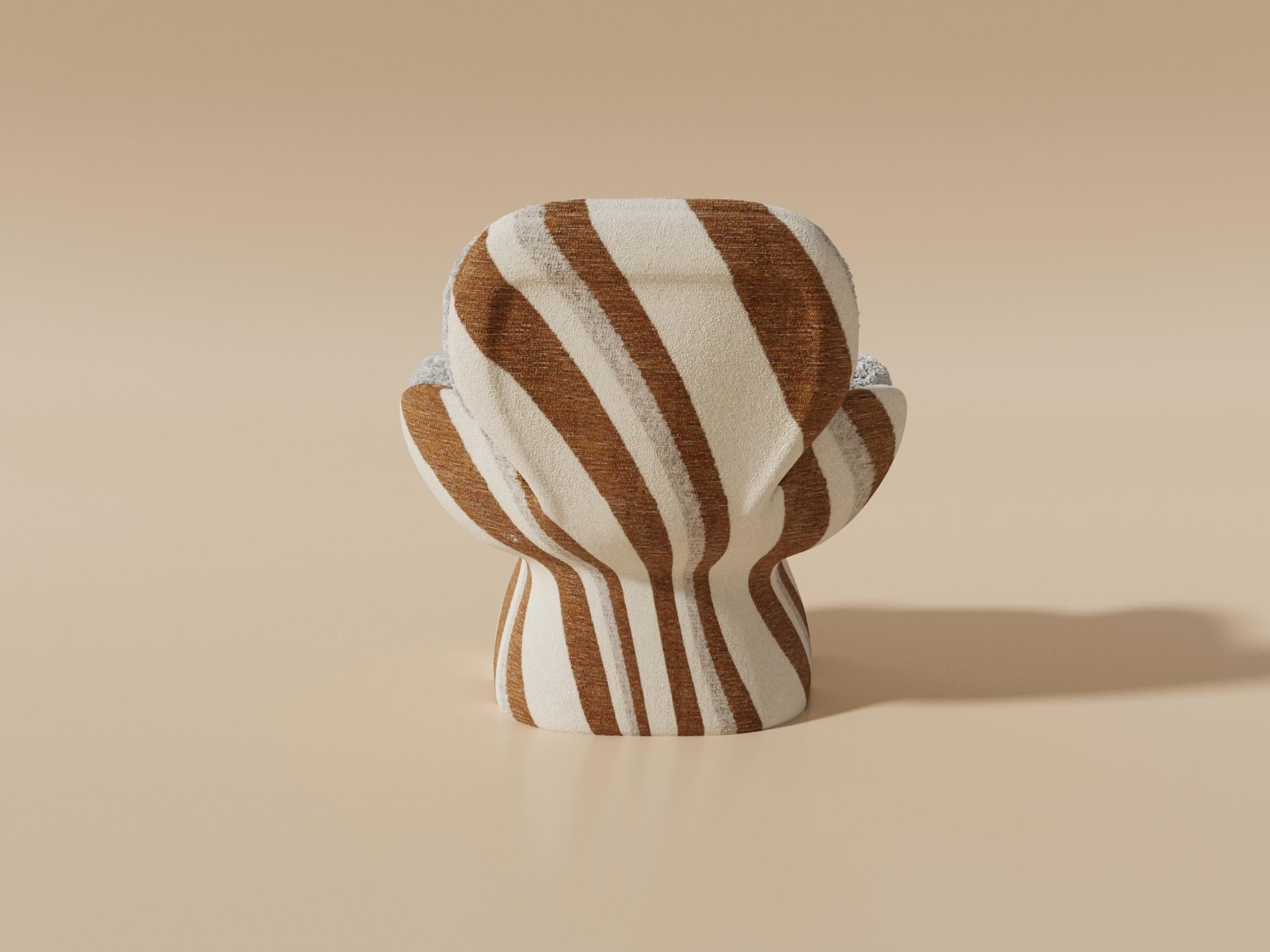 Moroccan Spirale Chair in 'Slalom' Fabric Upholstery by Alexandre Ligios, Organic Curves For Sale